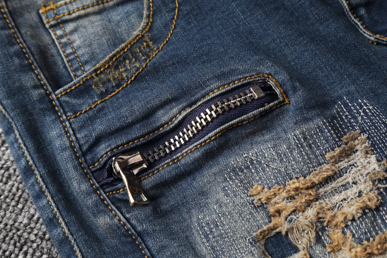 Distressed Zip-Pocket Moto Panel Denim Shorts 9