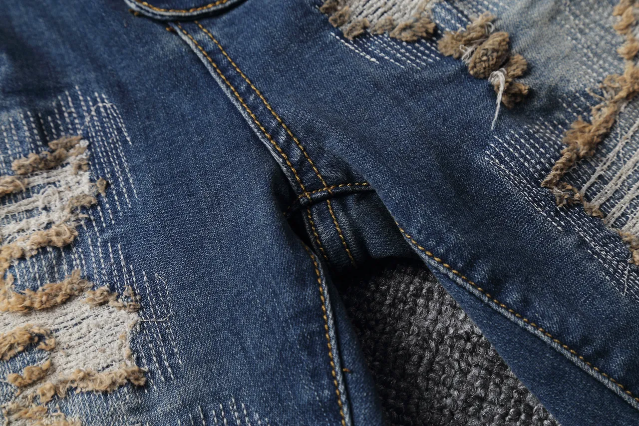 Distressed Zip-Pocket Moto Panel Denim Shorts 11