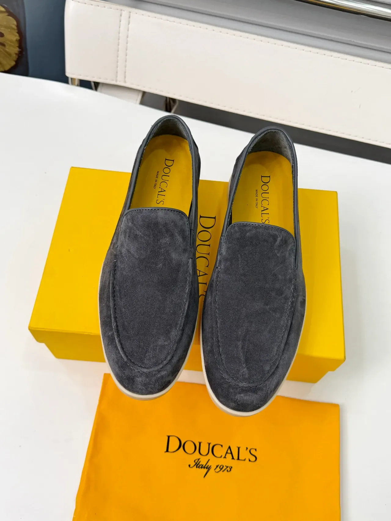 DOUCAI Gray Suede Moc-Toe Slip-On Loafers 5