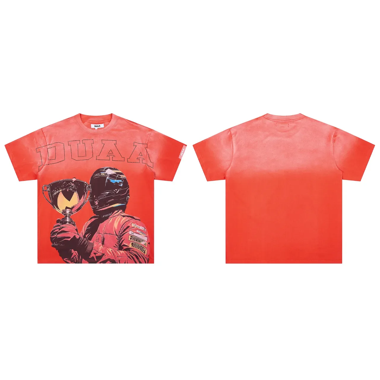 DUAA Graphic-Print Orange-Red Racer Trophy T-Shirt 2