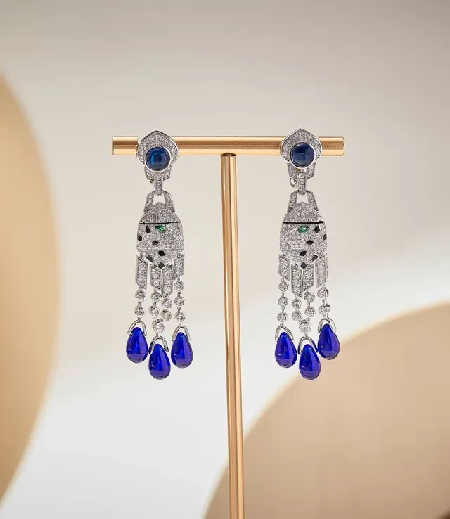 Emerald and Pavé Diamond Chandelier Earrings 6