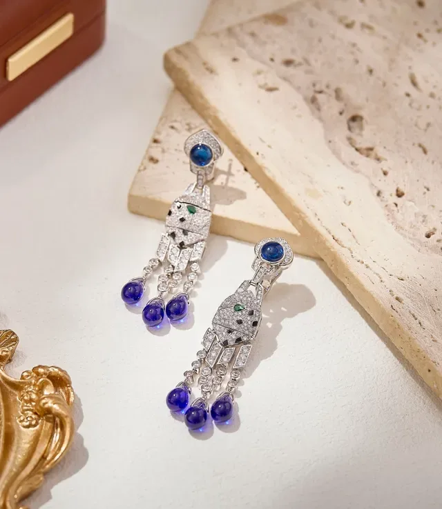 Emerald and Pavé Diamond Chandelier Earrings 8