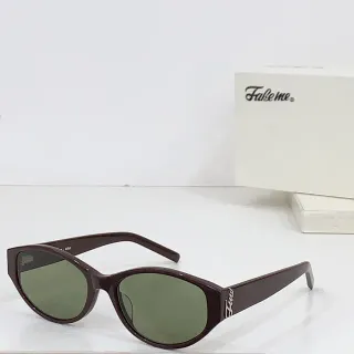 Fake me Retro Oval-Cat-Eye Brown Frame Green Lens Sunglasses