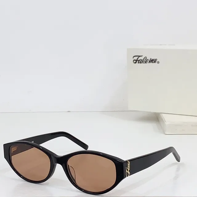 Fake me Lunettes de soleil rétro oval-cat-eye cadre marron lentille verte 8