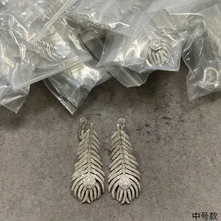Feather-Shaped Pavé Dangling Earrings