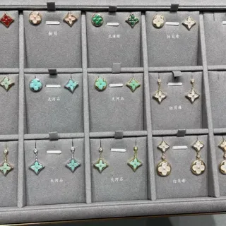 Floral Four-Petal Enamel and Gemstone Earrings
