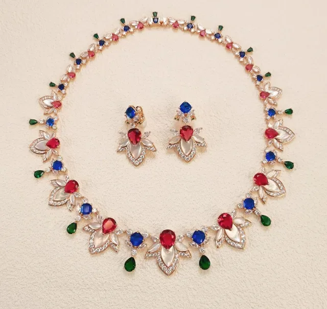Floral Multi-Gemstone Pave Diamond Earrings 2