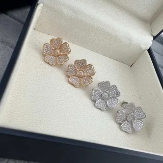 Floral Pavé Crystal Five-Petal Stud Earrings