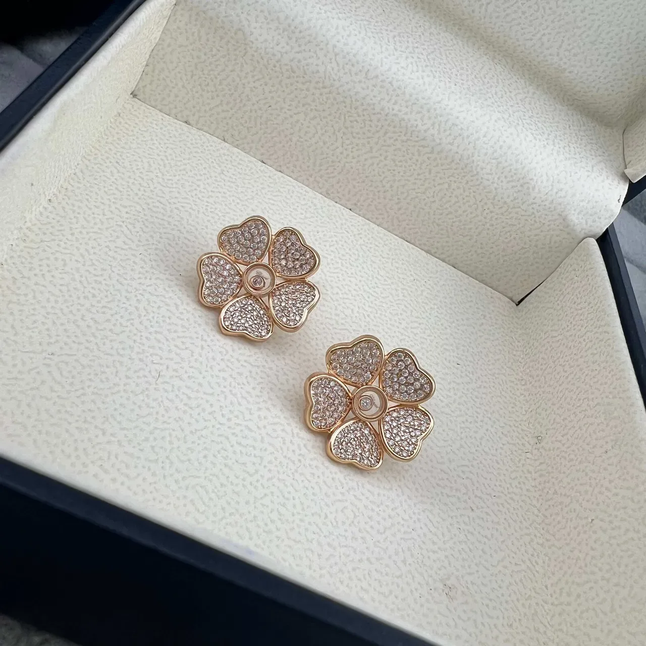 Floral Pavé Crystal Five-Petal Stud Earrings 3