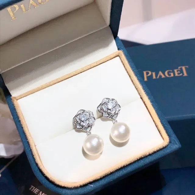 Floral Pavé Top Single Pearl Drop Earrings 5