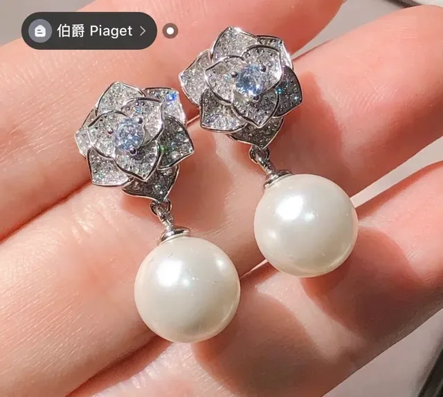 Floral Pavé Top Single Pearl Drop Earrings 7