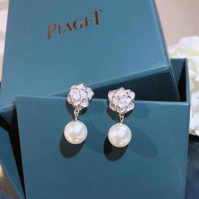 Floral Pavé Top Single Pearl Drop Earrings 8
