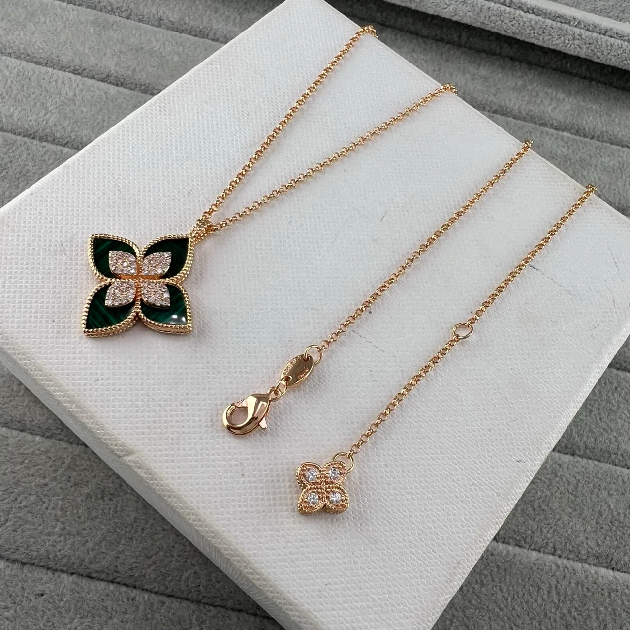 Floral Quatrefoil Enamel and Crystal Pendant Necklaces 5