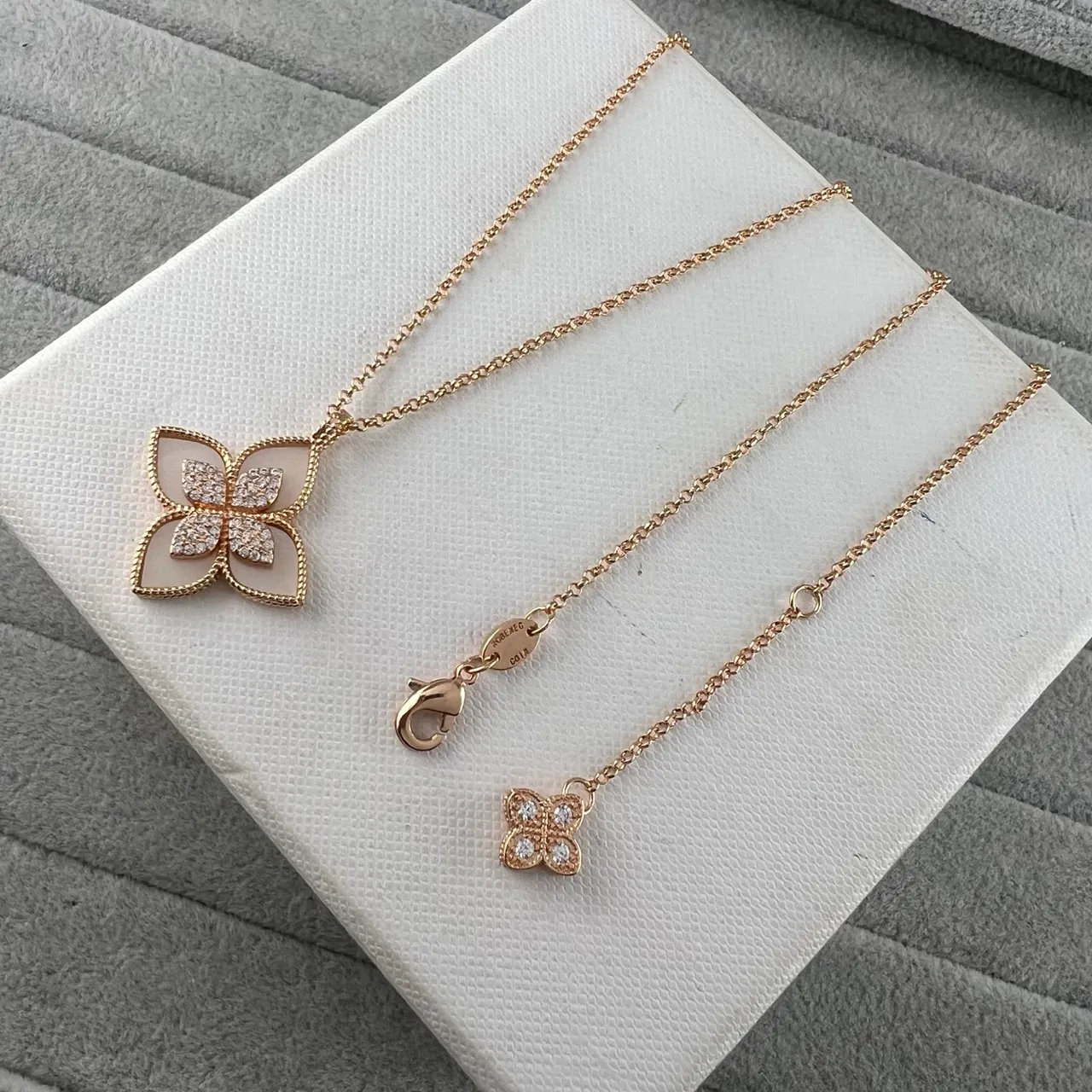 Floral Quatrefoil Enamel and Crystal Pendant Necklaces 6