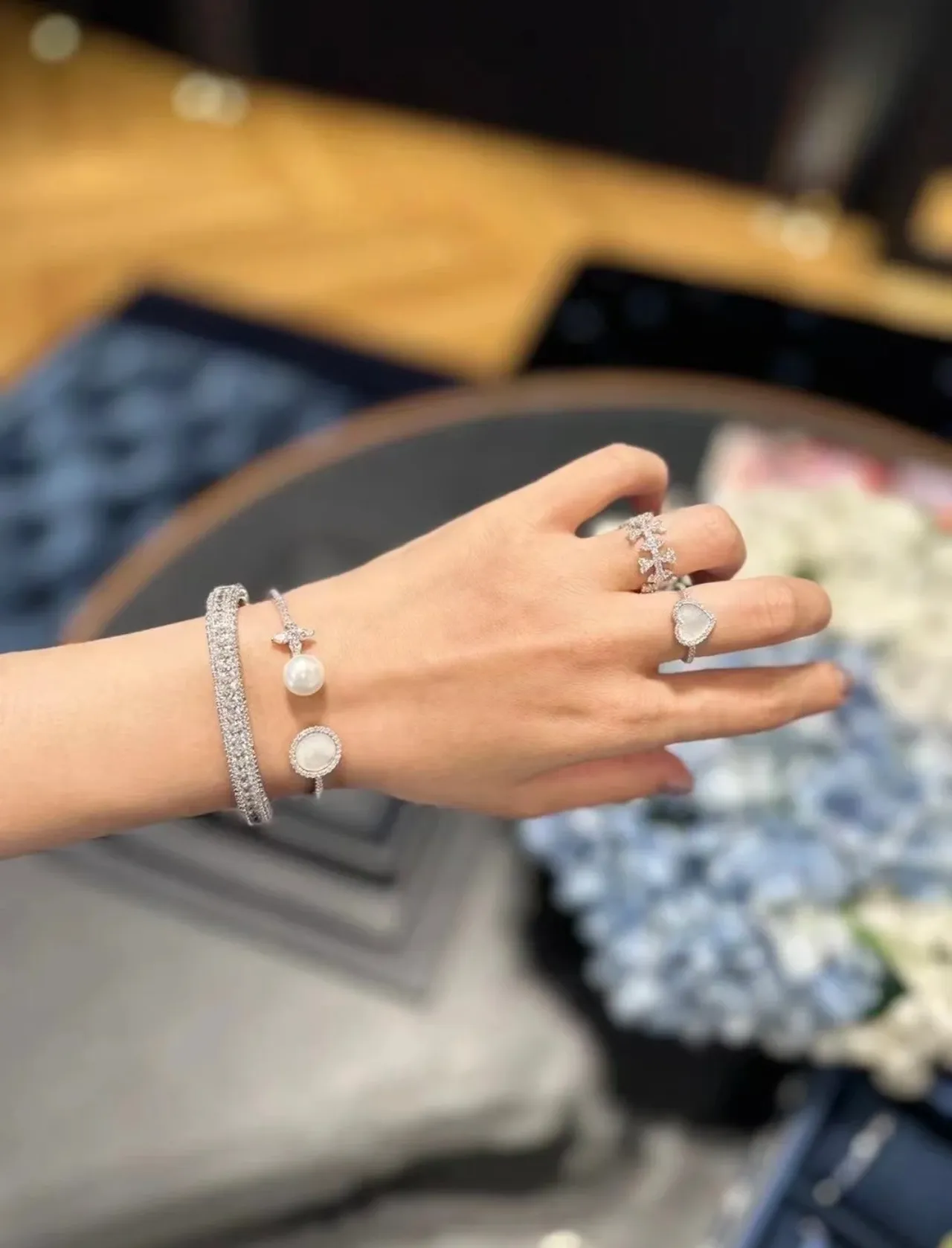 Full-Pavé Double-Row Silver-Tone Bangle Bracelets 4