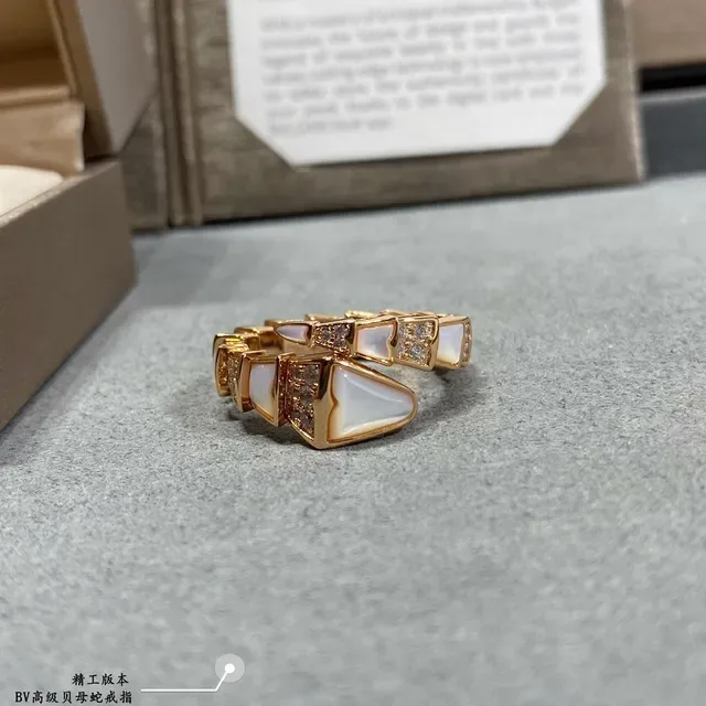 Geometric Mother-of-Pearl and Pavé Stone Ring 4