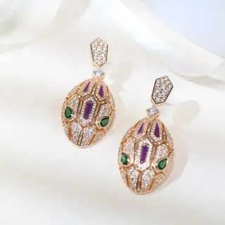 Geometric Tessellated Pavé-Set Multi-Gem Drop Earrings