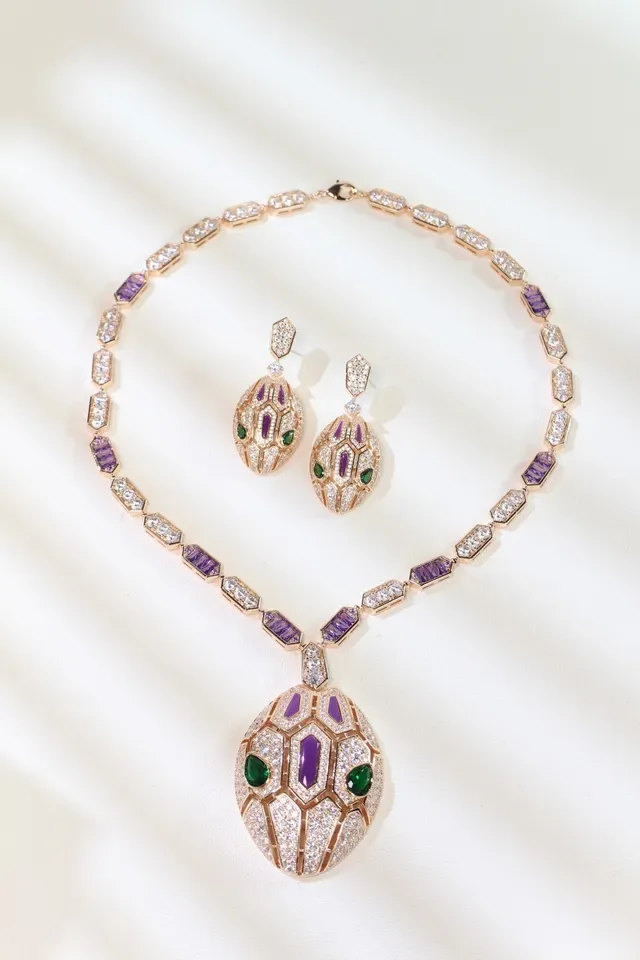 Geometric Tessellated Pavé-Set Multi-Gem Drop Earrings 3