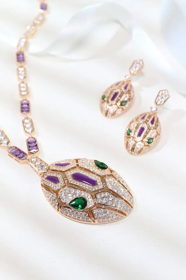 Geometric Tessellated Pavé-Set Multi-Gem Drop Earrings 7