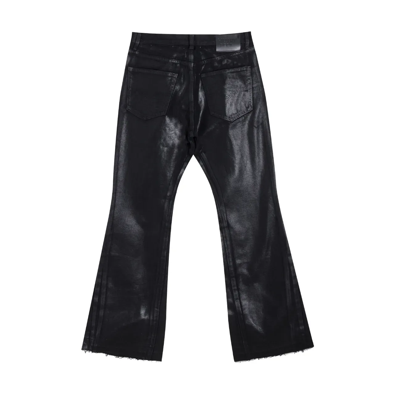Glossy Black Flared High-Waisted Pants 3