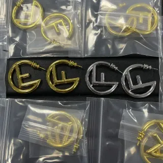 Gold and Silver Monogram Hoop Earrings