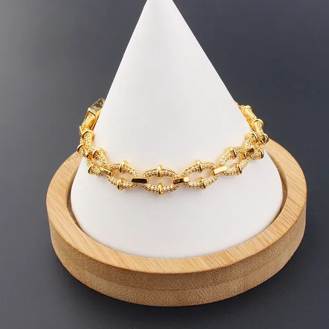 Gold and Silver Tone Pavé Bamboo-Link Chunky Chain Bracelets 2