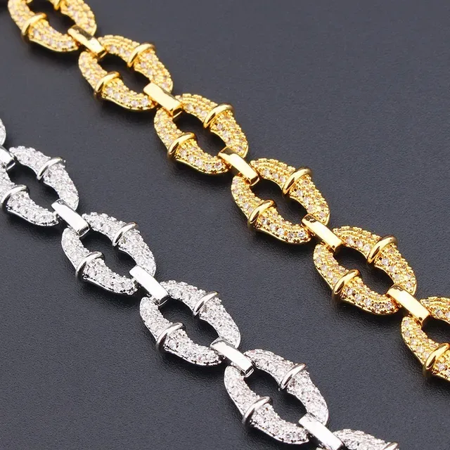 Gold and Silver Tone Pavé Bamboo-Link Chunky Chain Bracelets 7
