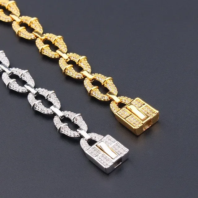 Gold and Silver Tone Pavé Bamboo-Link Chunky Chain Bracelets 8