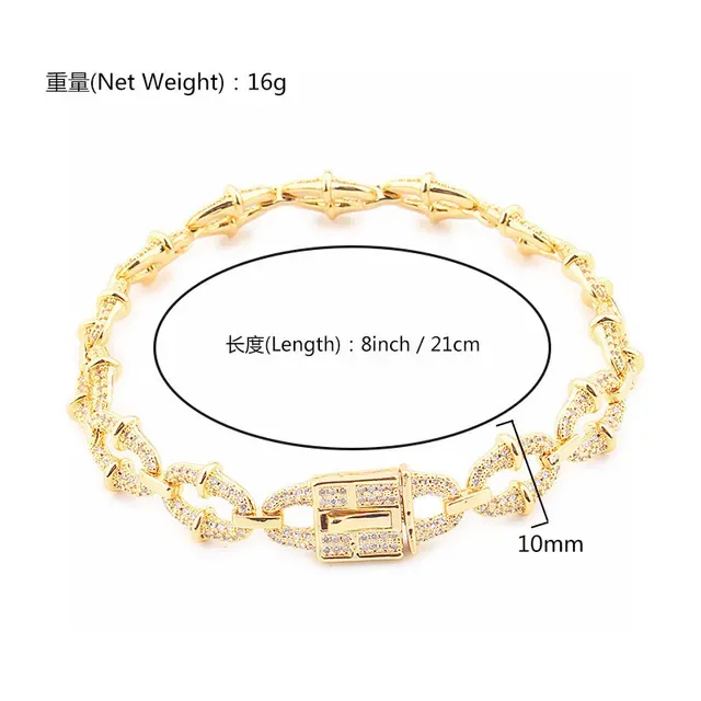 Gold and Silver Tone Pavé Bamboo-Link Chunky Chain Bracelets 9