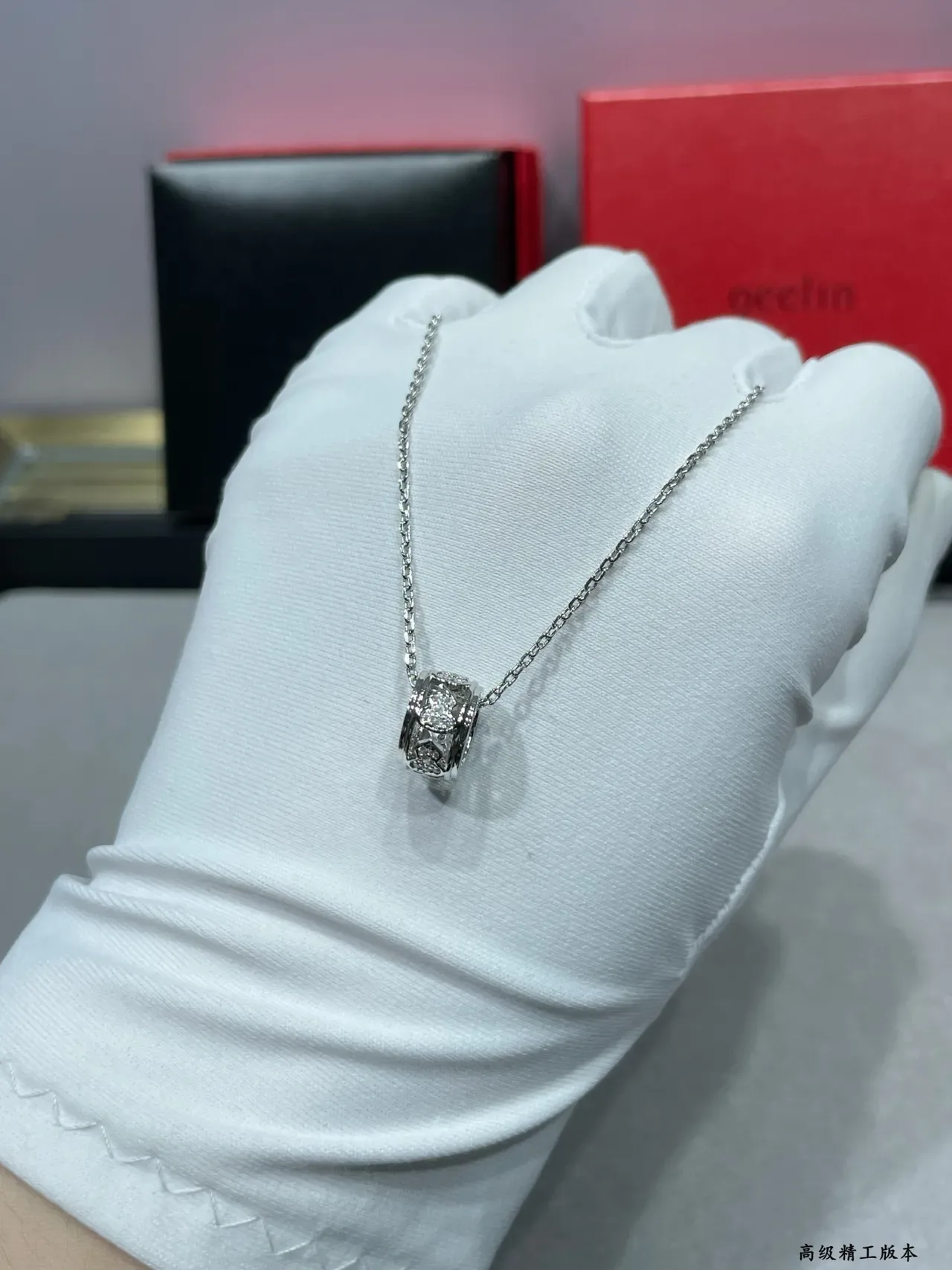 Gold and Silver Tone Pavé Barrel Pendant Necklaces 3