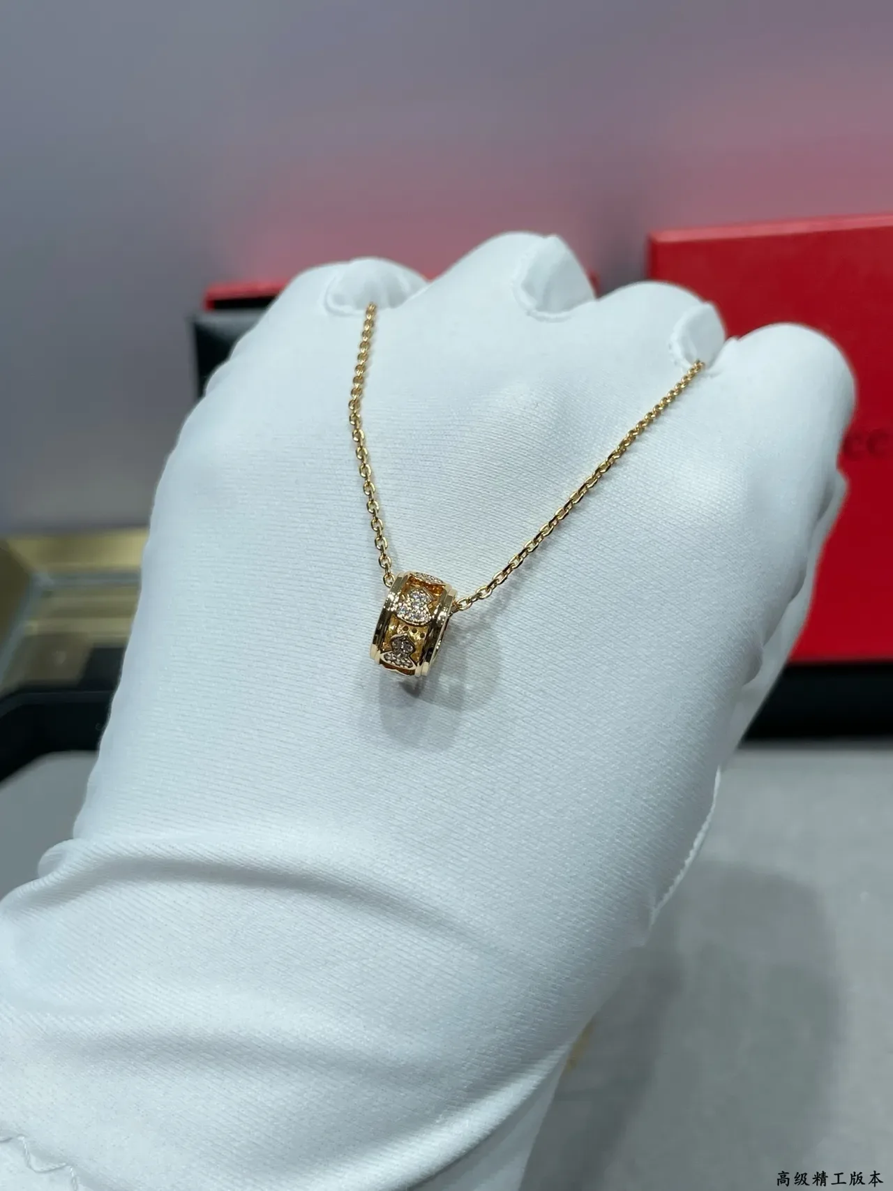 Gold and Silver Tone Pavé Barrel Pendant Necklaces 4