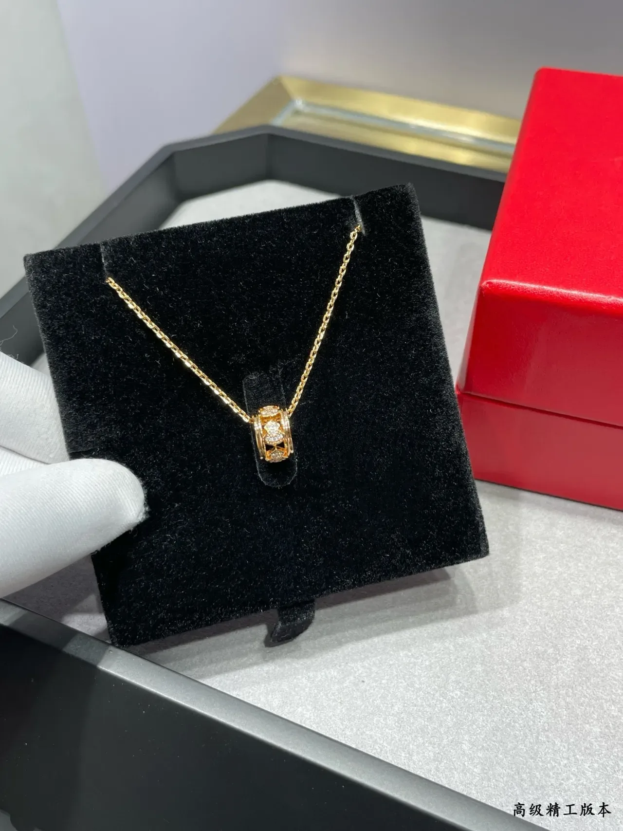 Gold and Silver Tone Pavé Barrel Pendant Necklaces 6