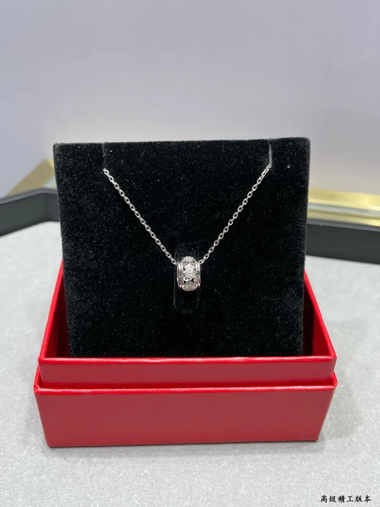 Gold and Silver Tone Pavé Barrel Pendant Necklaces 7