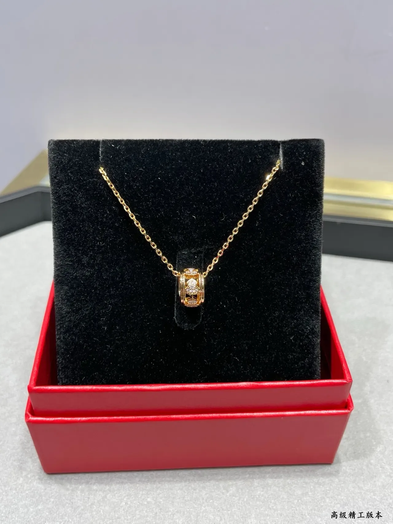 Gold and Silver Tone Pavé Barrel Pendant Necklaces 8