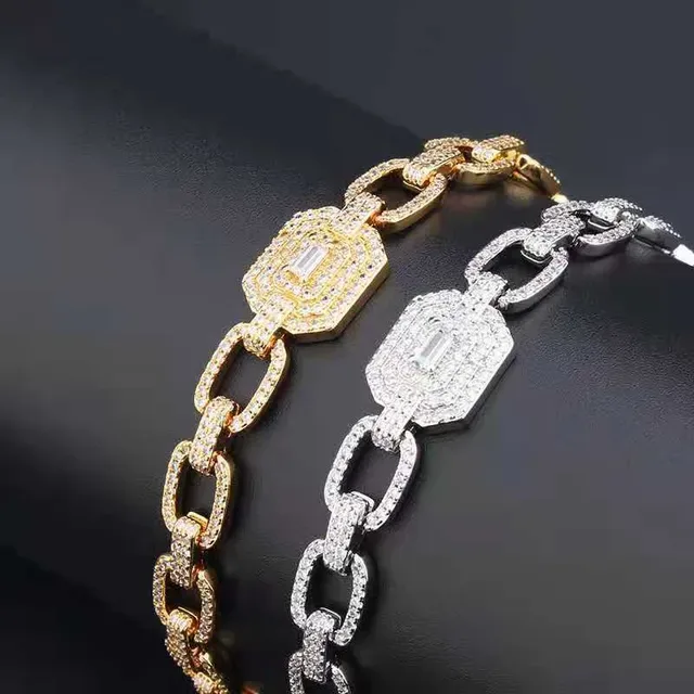Gold and Silver Tone Pave-Set Chunky Link Bracelets 3