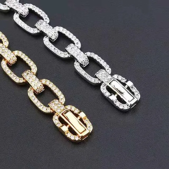 Gold and Silver Tone Pave-Set Chunky Link Bracelets 4