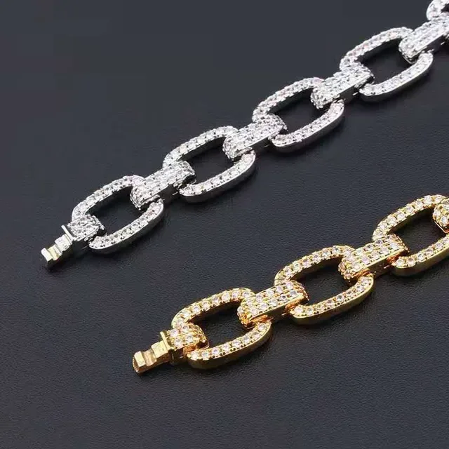 Gold and Silver Tone Pave-Set Chunky Link Bracelets 6