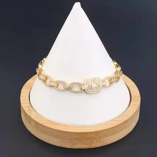 Gold and Silver Tone Pave-Set Chunky Link Bracelets 9