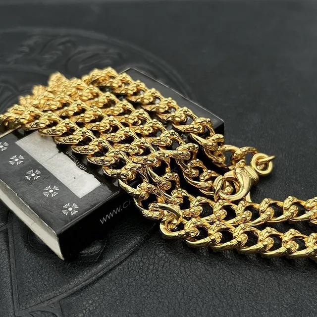 Gold Curb Chain Lobster Clasp Necklace 2