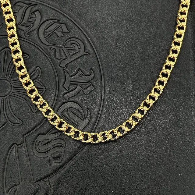 Gold Curb Chain Lobster Clasp Necklace 5