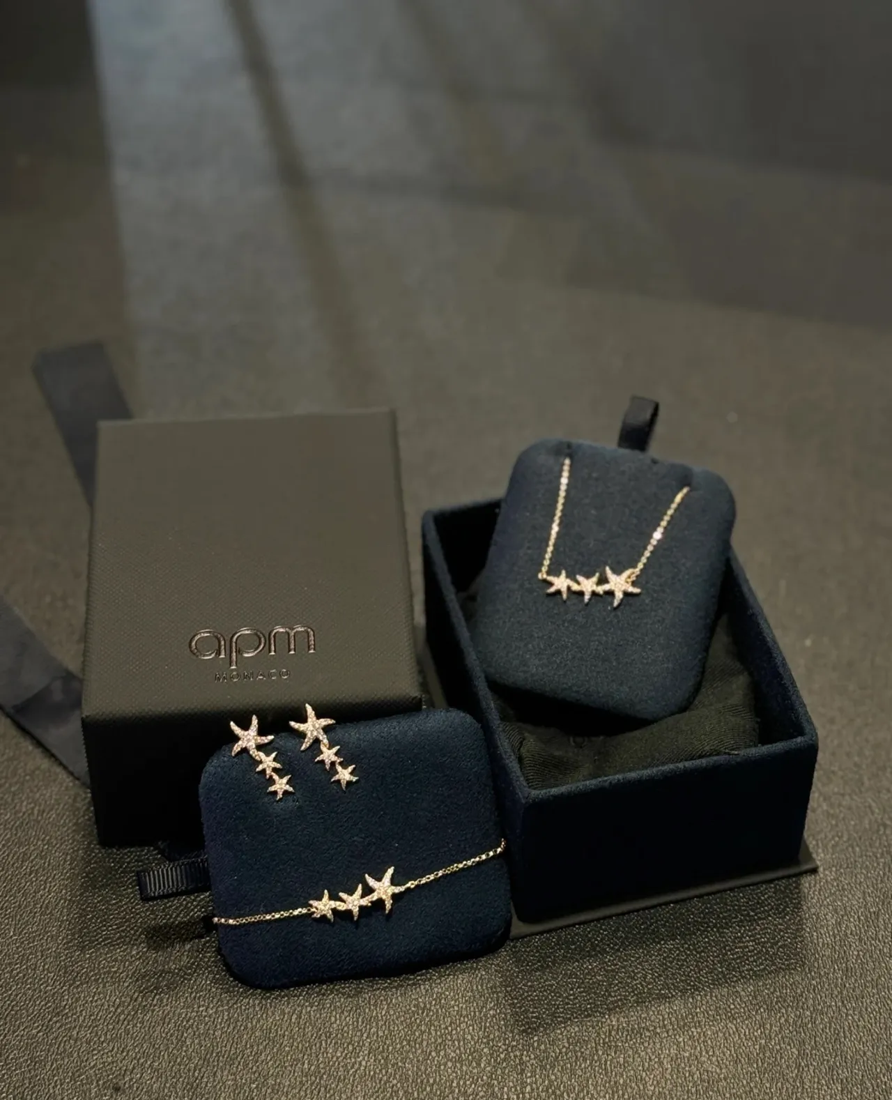 Gold Navy Star-Shaped Dangling Earrings 5