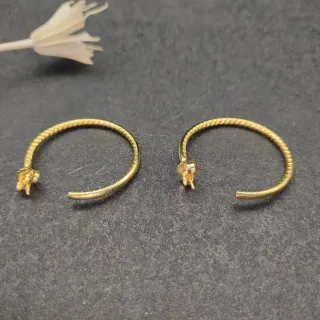 Gold Rope-Textured Open Hoop Earrings
