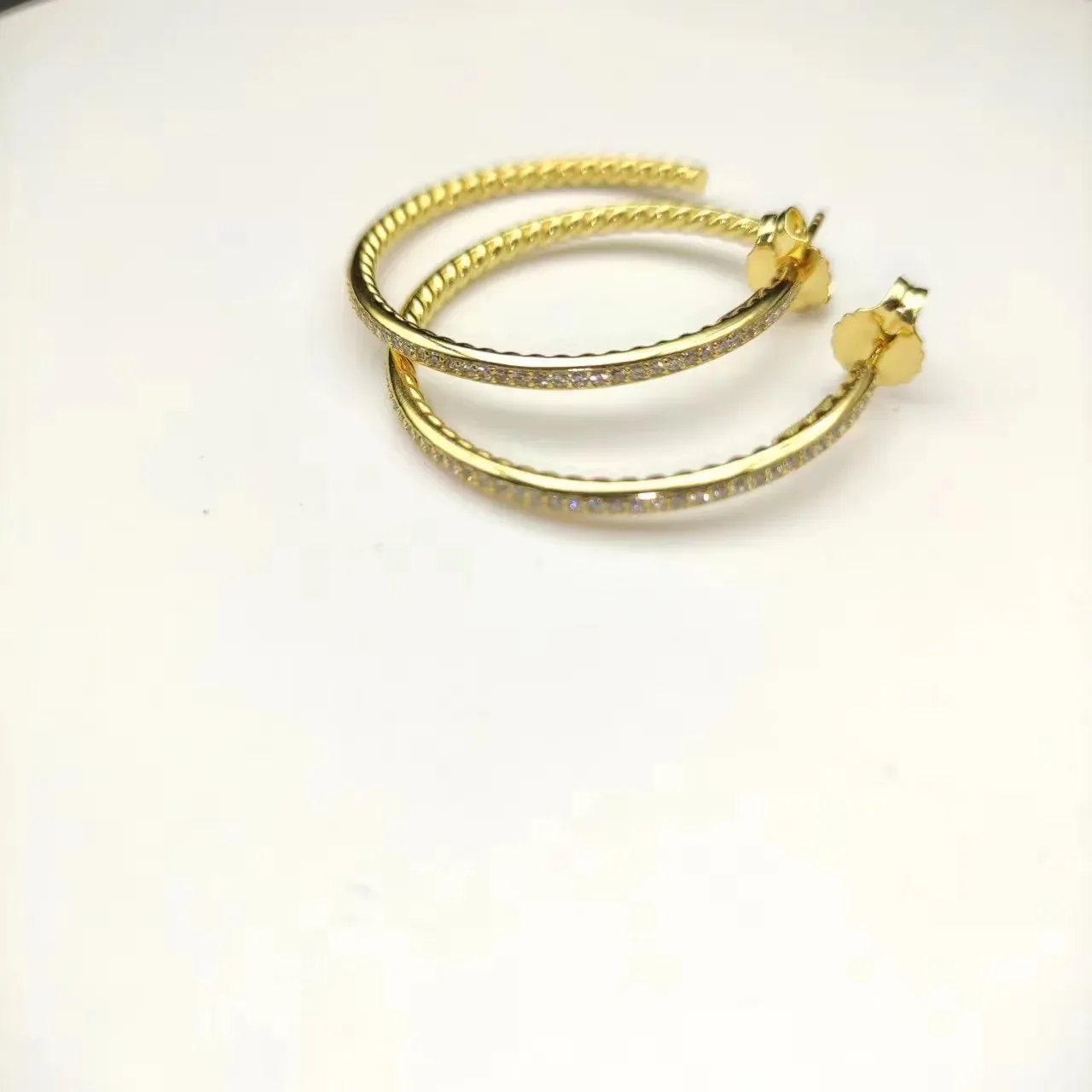 Gold Rope-Textured Open Hoop Earrings 6