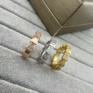 Gold Silver Geometric Segmented Band Pavé-Set Stones Ring