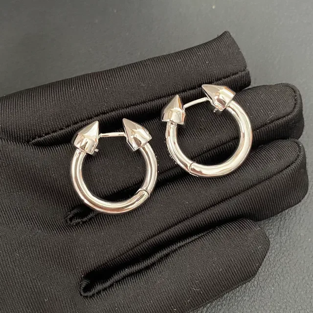 Gold Silver Spiked Hoop Metallic Earrings 3