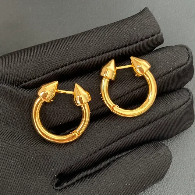 Gold Silver Spiked Hoop Metallic Earrings 4