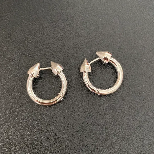 Gold Silver Spiked Hoop Metallic Earrings 5