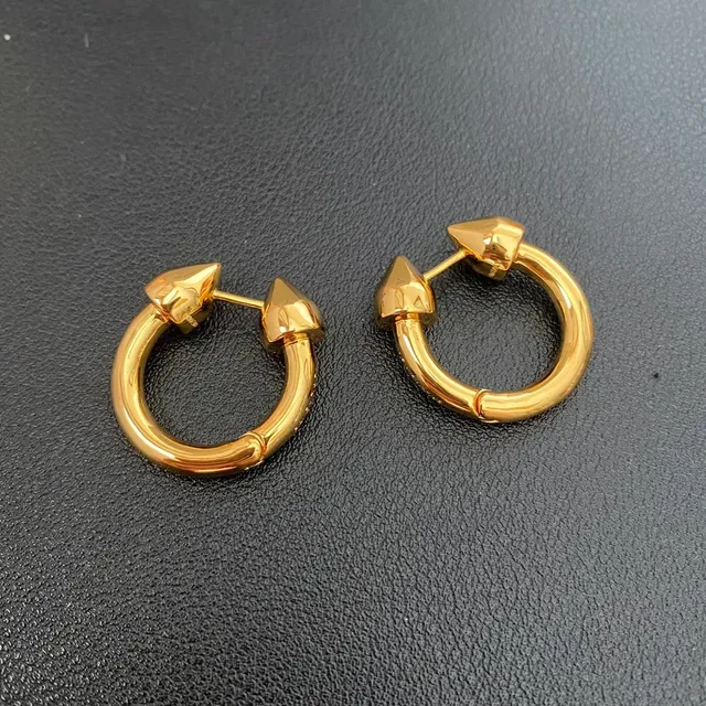 Gold Silver Spiked Hoop Metallic Earrings 6