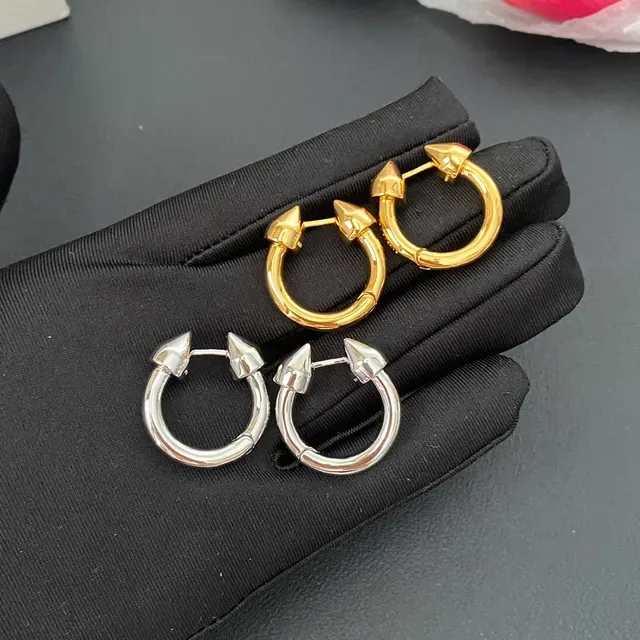 Gold Silver Spiked Hoop Metallic Earrings 7