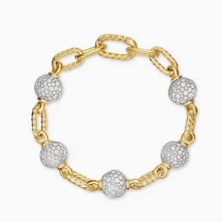 سوار ذهبي فضي سلك ملتوي مرتبط مع خرز كروي مرصعة Pavé-Set